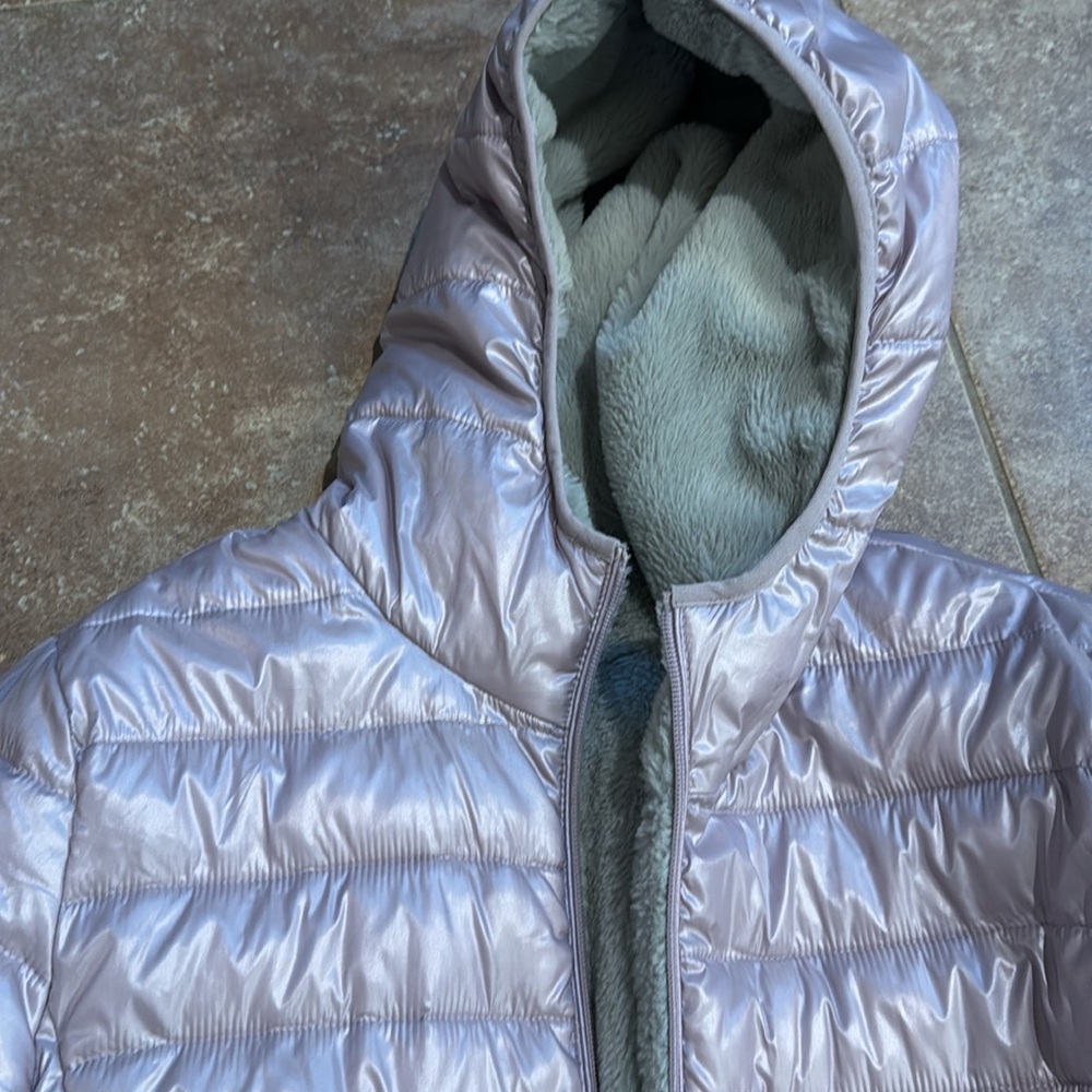 Andrew Mark Lavender Reversible Puffer Coat View 2